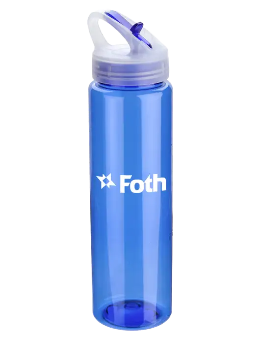 Buddy Blue 32 oz PET Bottle with Flip Lid w/Foth Logo