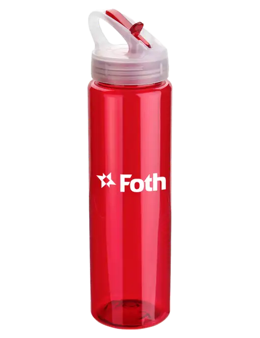Buddy Red 32 oz PET Bottle with Flip Lid w/Foth Logo