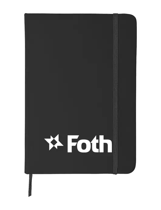 Black Comfort Touch Bound Journal 5" X 7" w/Foth Logo