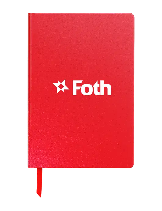 Achieve Red Hardcover Journal, 5.5 x 8.37 w/Foth Logo