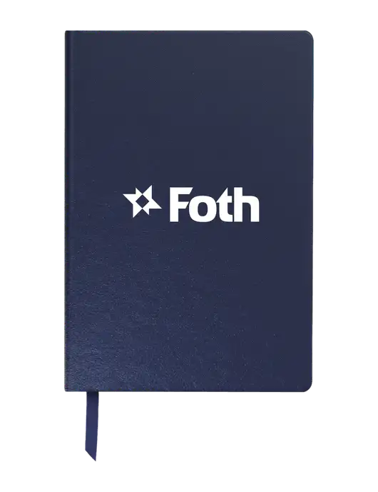 Achieve Navy Hardcover Journal, 5.5 x 8.37 w/Foth Logo