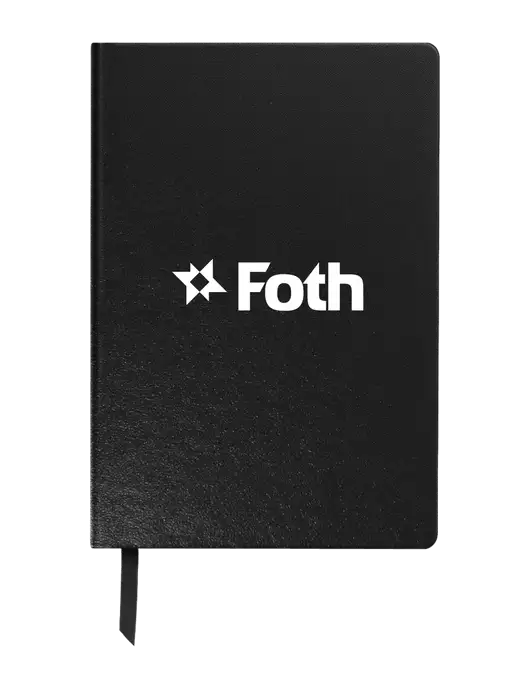 Achieve Black Hardcover Journal, 5.5 x 8.37 w/Foth Logo