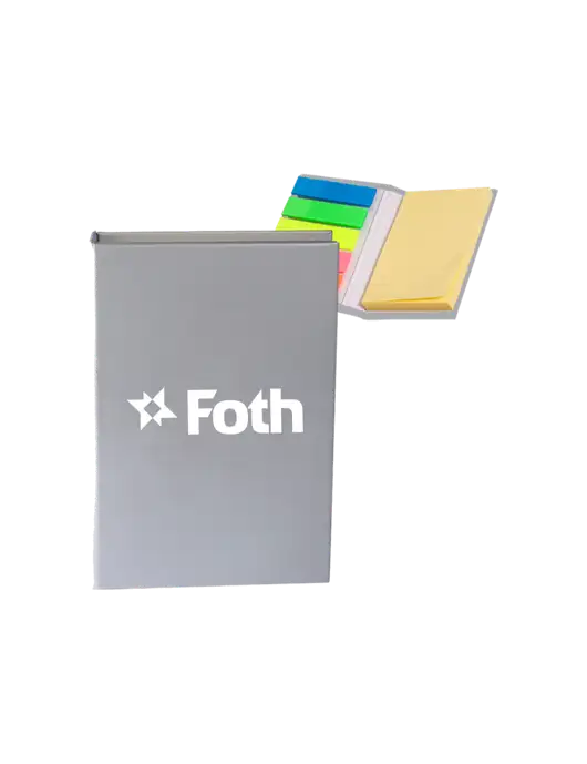 Light Medium Grey Micro Sticky Note Pad, 2 x 3.25 w/Foth Logo