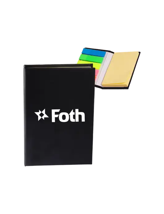 Black Micro Sticky Note Pad, 2 x 3.25 w/Foth Logo