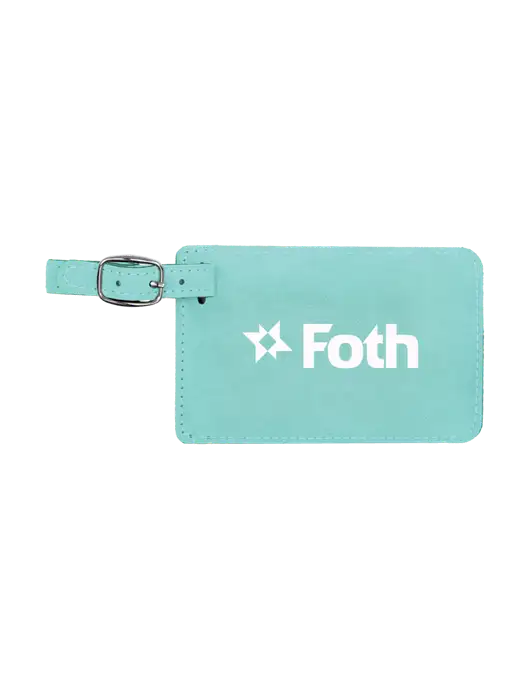 Seafoam Leatherette Luggage Tag w/Foth Logo