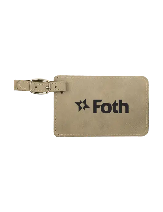 Tan Leatherette Luggage Tag w/Foth Logo