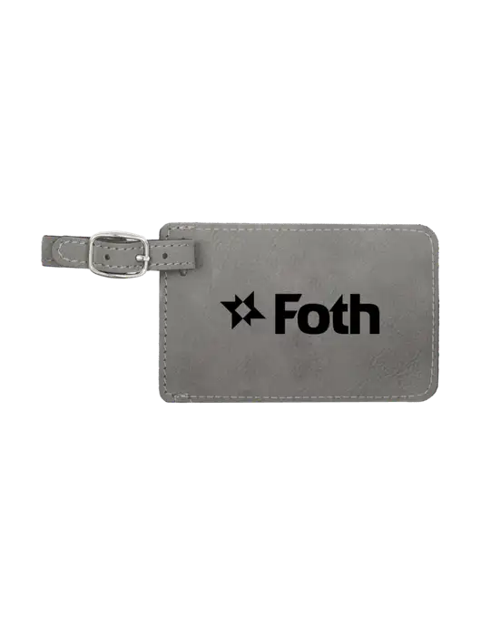 Grey Leatherette Luggage Tag w/Foth Logo