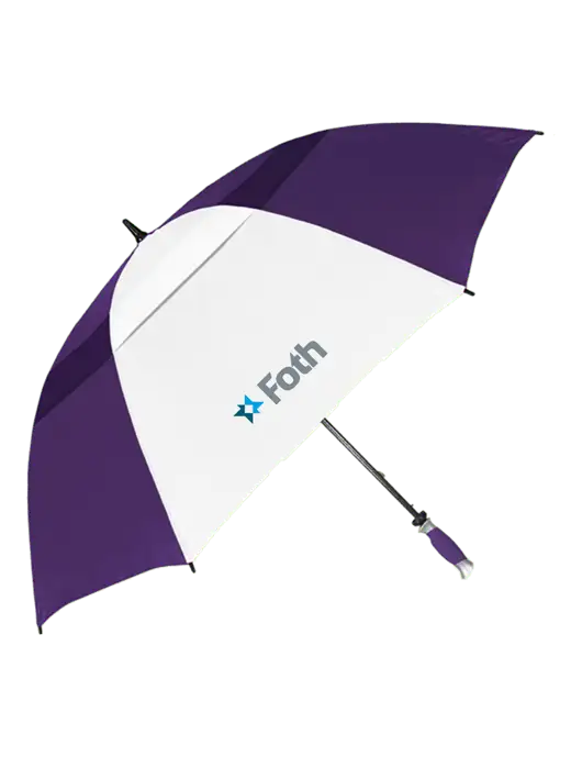 Purple/White Vented Typhoon Tamer Golf Umbrella w/Foth Logo