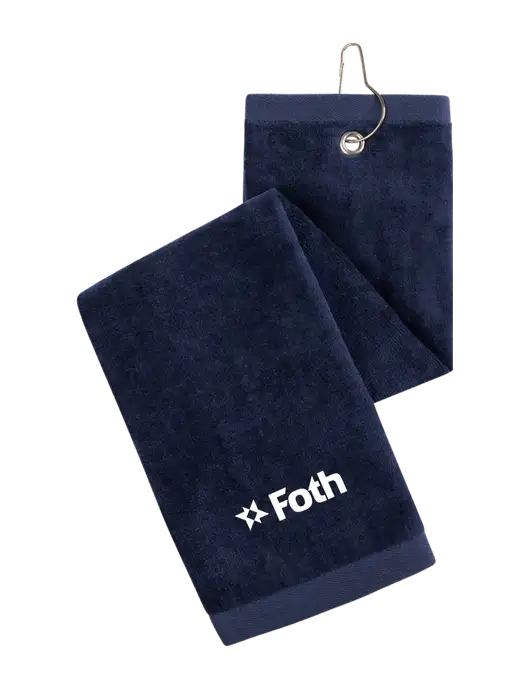 Navy Tri-Fold Golf Towel with Grommet w/Foth Logo