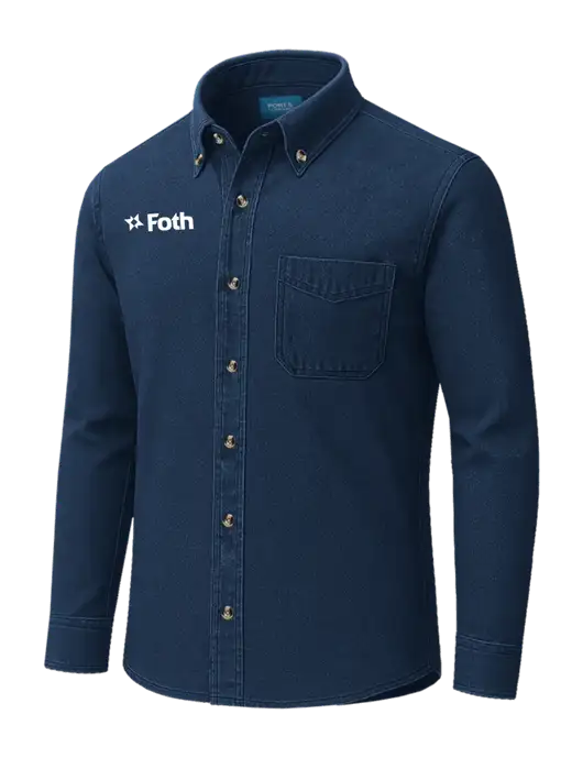 Long Sleeve Navy Denim Shirt
 w/Foth Logo