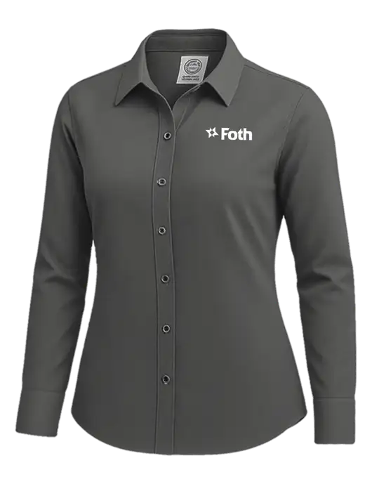 Brooks Brothers Womens Dark Grey Wrinkle-Free Stretch Nailhead Shirt w/Foth Logo