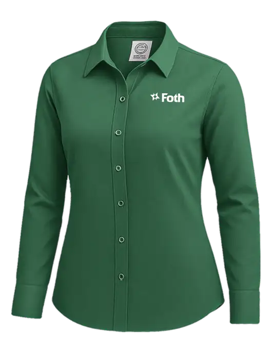 Brooks Brothers Womens Medium Green Wrinkle-Free Stretch Nailhead Shirt w/Foth Logo