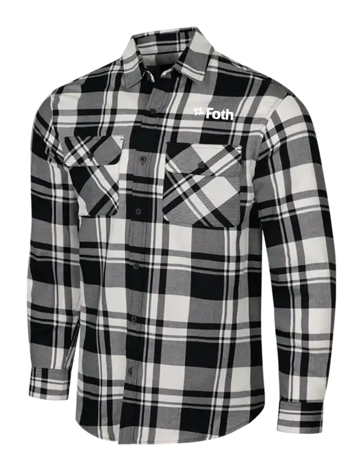 White/Black Plaid Flannel Shirt w/Foth Logo