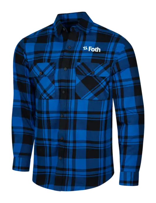 Royal/Black Plaid Flannel Shirt w/Foth Logo