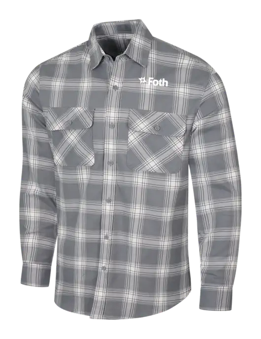 Medium Grey/Cream Plaid Flannel Shirt w/Foth Logo