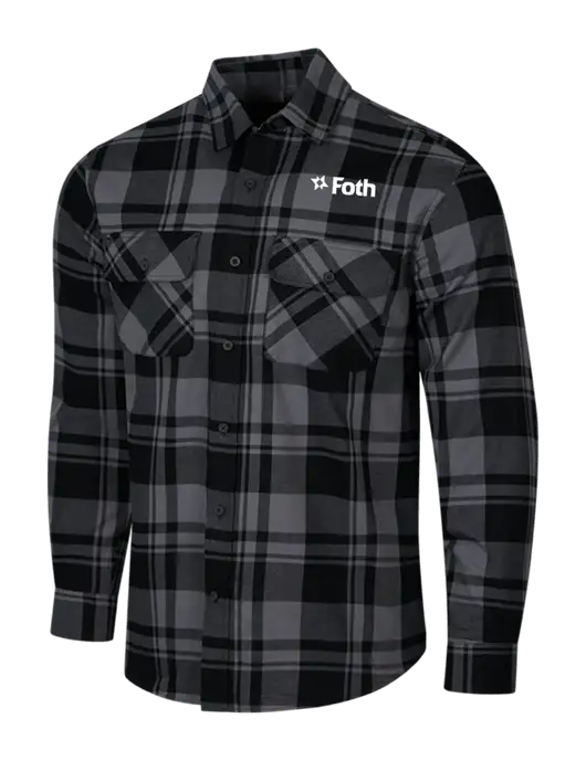 Medium Grey/Black Plaid Flannel Shirt w/Foth Logo
