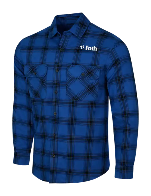 Royal/Black Open Plaid Flannel Shirt w/Foth Logo