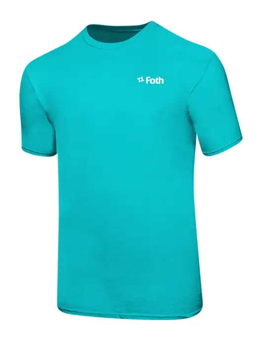 Ring Spun Light Teal 4.5 oz T-Shirt w/Foth Logo