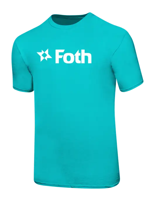 Ring Spun Light Teal 4.5 oz T-Shirt w/Foth Logo