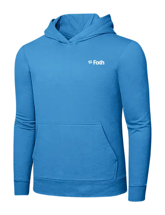Light Aqua Blue 7.8 oz Ring Spun Hooded Sweatshirt w/Foth Logo