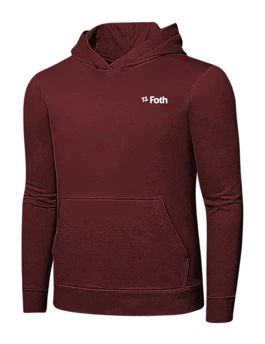 Maroon 7.8 oz Ring Spun Hooded Sweatshirt w/Foth Logo