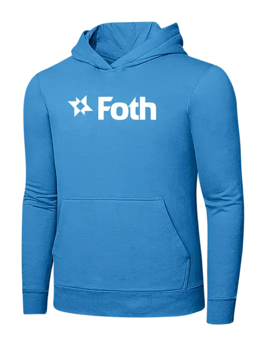 Light Aqua Blue 7.8 oz Ring Spun Hooded Sweatshirt w/Foth Logo