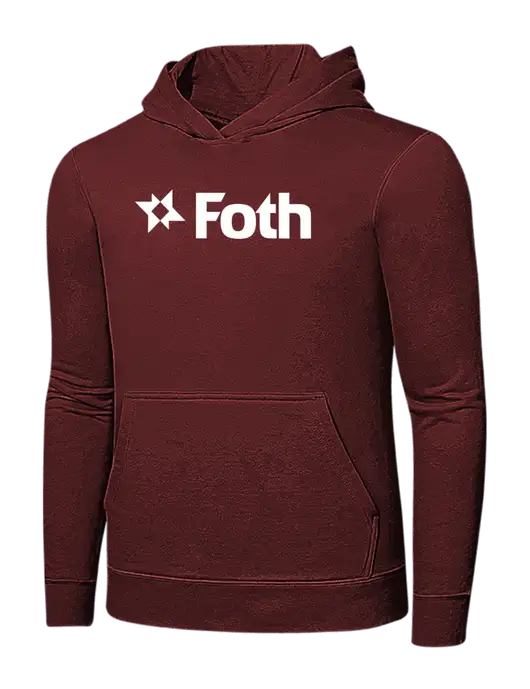 Maroon 7.8 oz Ring Spun Hooded Sweatshirt w/Foth Logo