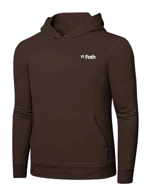 Dark Chocolate Brown 7.8 oz Ring Spun Hooded Sweatshirt w/Foth Logo