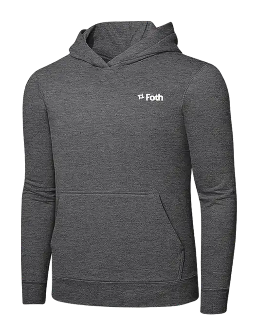 Graphite Heather 7.8. oz Ring Spun Hooded Sweatshirt w/Foth Logo