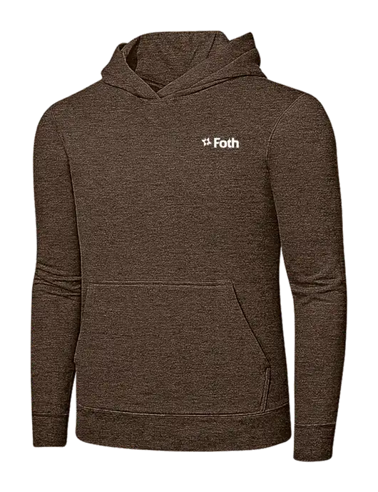 Heather Dark Chocolate Brown 7.8 oz Ring Spun Hooded Sweatshirt w/Foth Logo