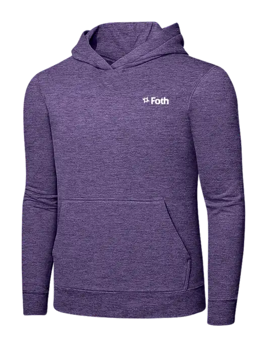 Heather Purple 7.8. oz Ring Spun Hooded Sweatshirt w/Foth Logo