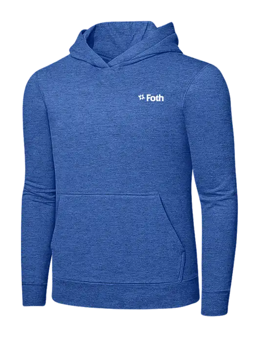 Heather Royal 7.8. oz Ring Spun Hooded Sweatshirt w/Foth Logo