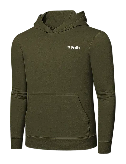 Dark Olive Green 7.8. oz Ring Spun Hooded Sweatshirt w/Foth Logo