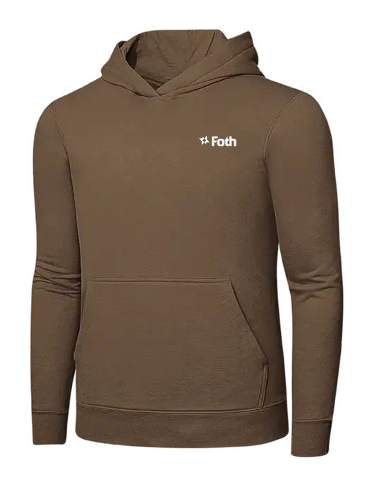 Medium Brown 7.8 oz Ring Spun Hooded Sweatshirt w/Foth Logo
