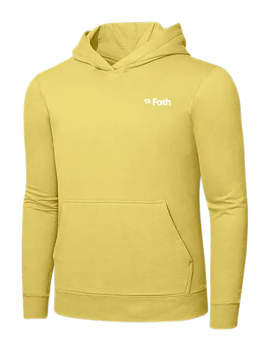 Yellow 7.8. oz Ring Spun Hooded Sweatshirt w/Foth Logo