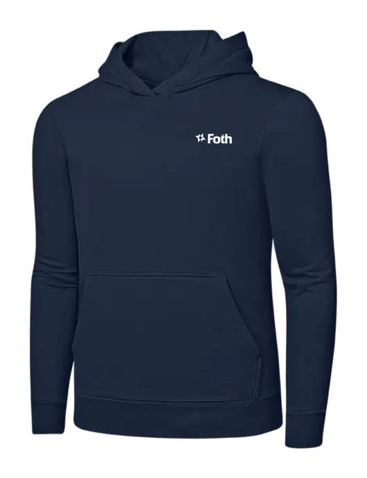 Navy 8.5 oz Ring Spun Hooded Sweatshirt w/Foth Logo