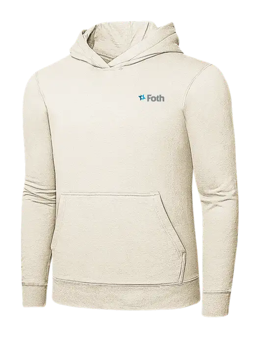 Very Light Tan 7.8 oz Ring Spun Hooded Sweatshirt w/Foth Logo
