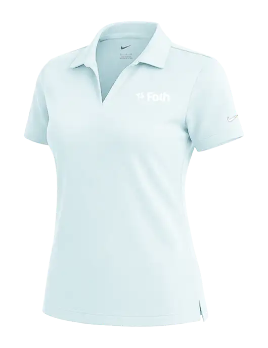 NIKE Very Light Blue Womens Dri-Fit Micro Pique Polo w/Foth Logo