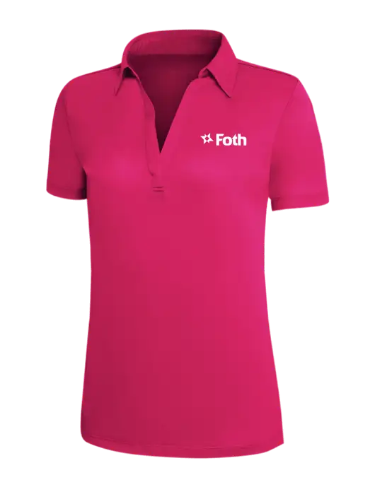 Pink Raspberry Silk Touch Womens Performance Polo w/Foth Logo