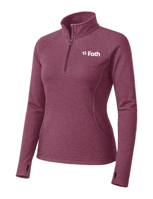 Dark Fuchsia Heather Womens Sport Wick Stretch 1/4 Zip Pullover w/Foth Logo