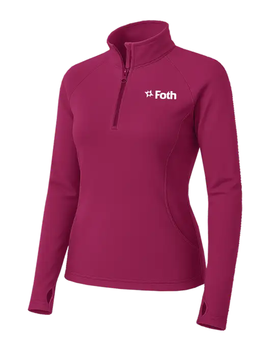 Very Dark Fuchsia Womens Sport Wick Stretch 1/4 Zip Pullover w/Foth Logo