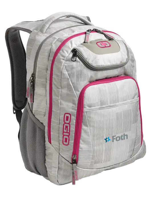 OGIO Light Grey/Pink Excelsior Laptop Backpack w/Foth Logo
