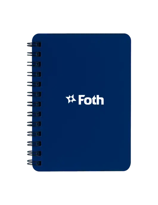 Sturdy Navy Blue Hardcover Notebook, 5.25 x 7 w/Foth Logo