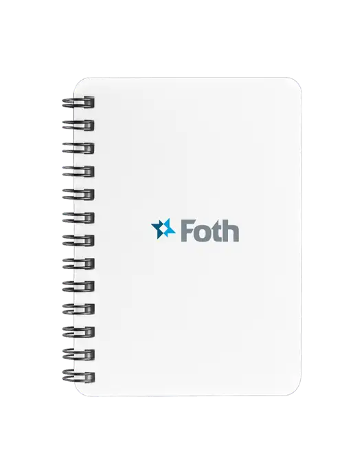 Sturdy White Hardcover Notebook, 5.25 x 7 w/Foth Logo
